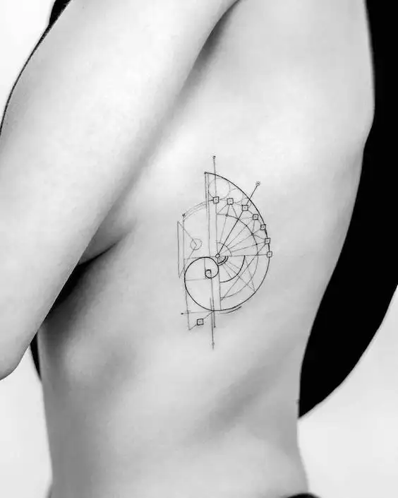 Geometric Side Rib Cage Tattoo