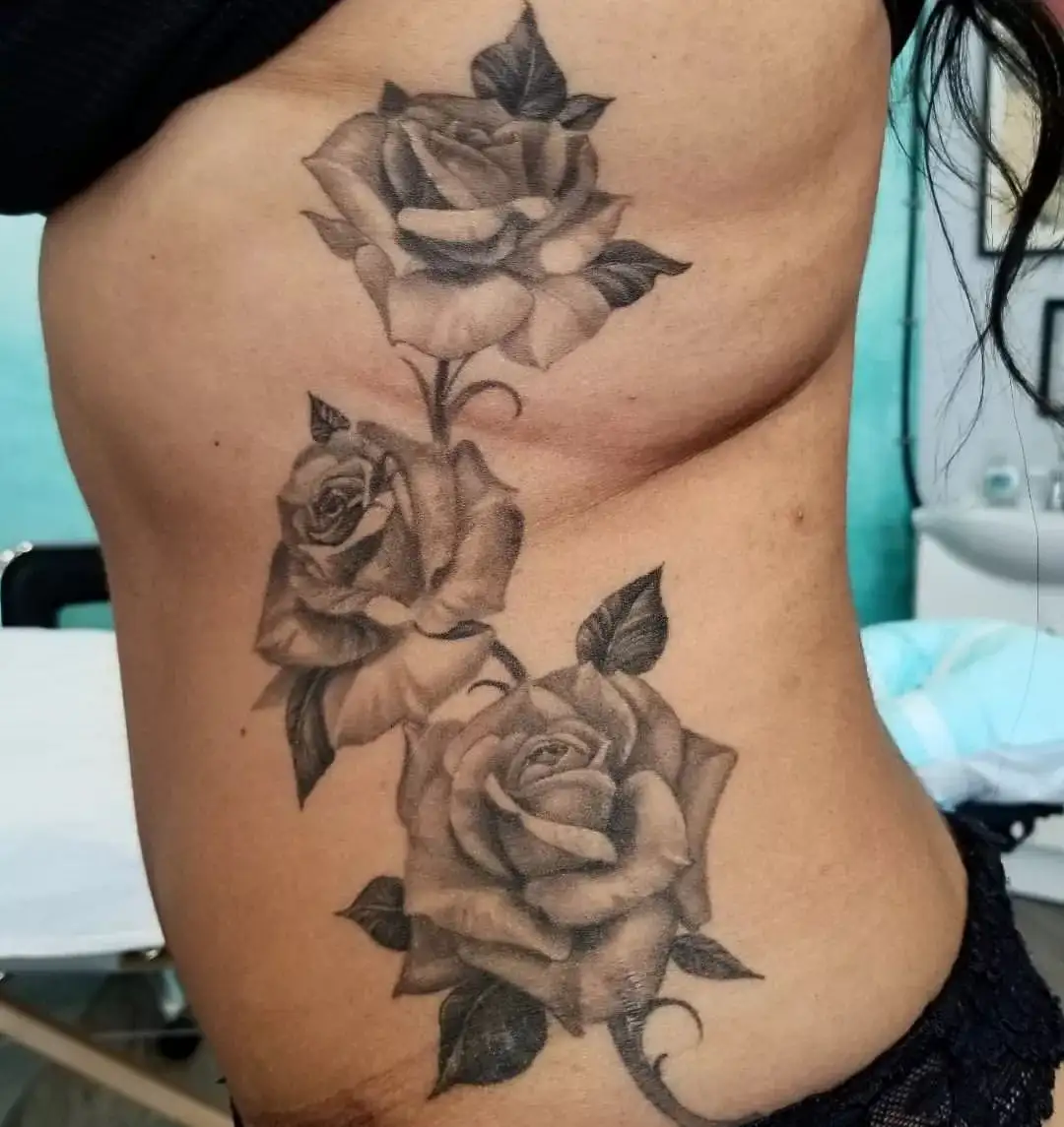 Rose Tattoo On Ribs