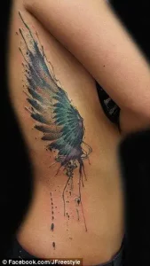 Watercolor Side Ribcage Tattoo